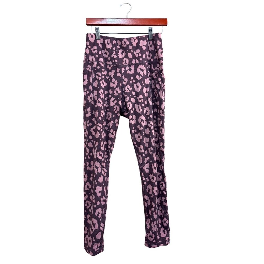 Rae Dunn Leopard Print Workout Leggings With Pockets Large